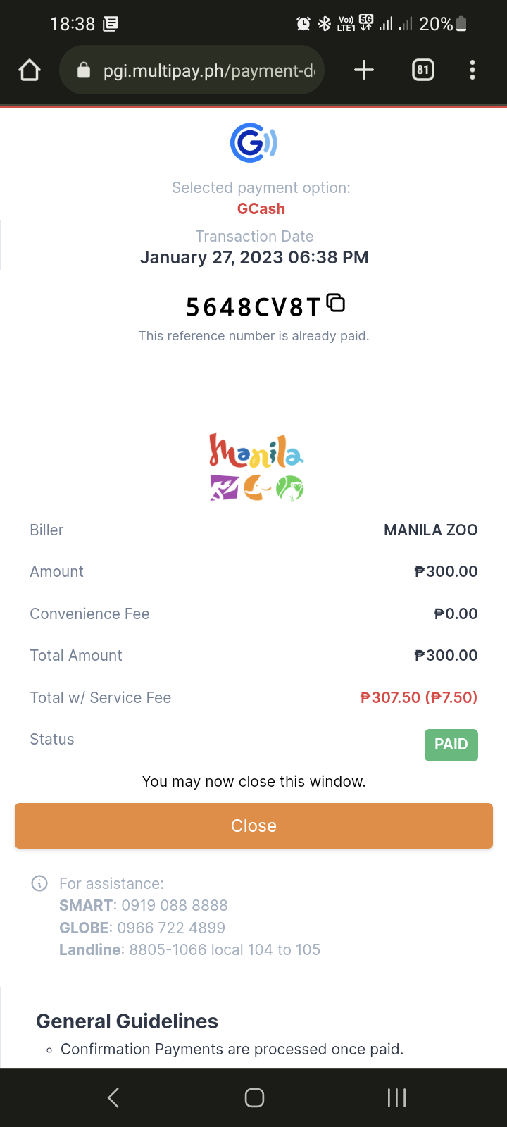 Manila Zoo Ticket Payment