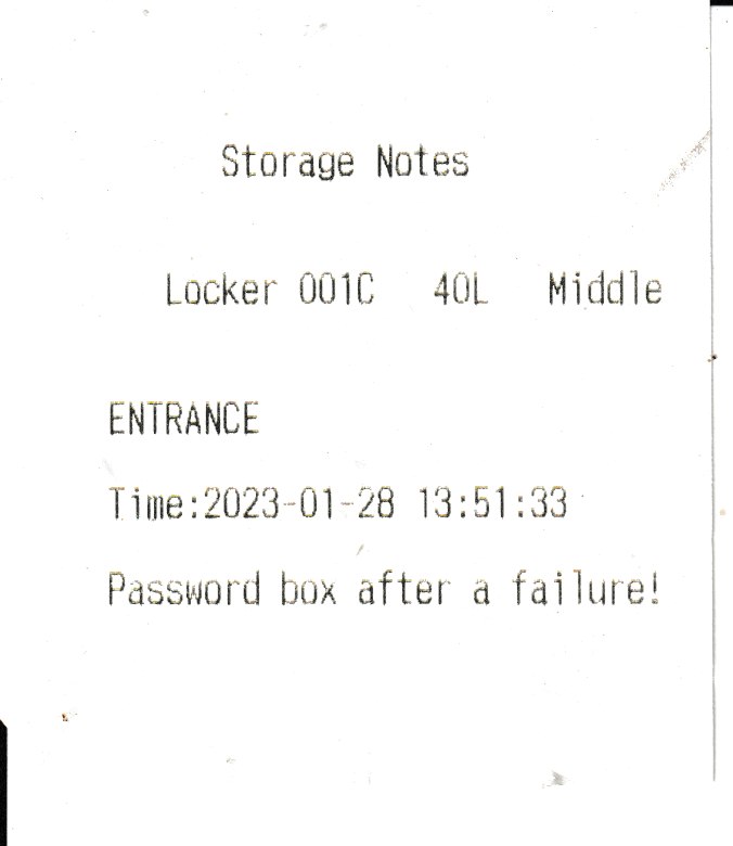 Locker ticket