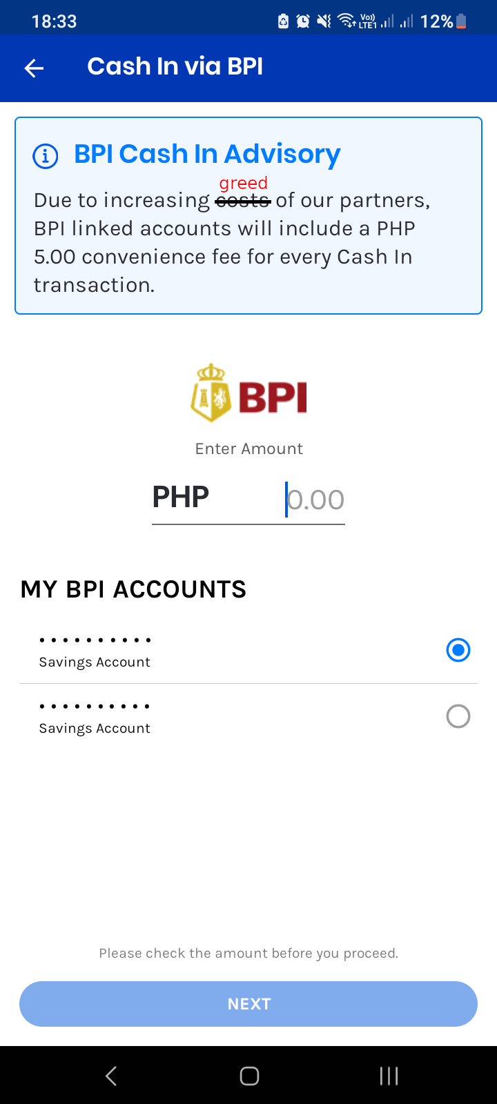 BPI greed